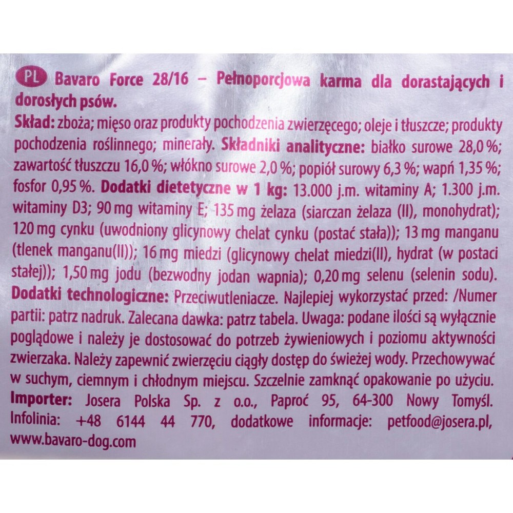 Hundefutter Josera Force Erwachsener Huhn 18 kg