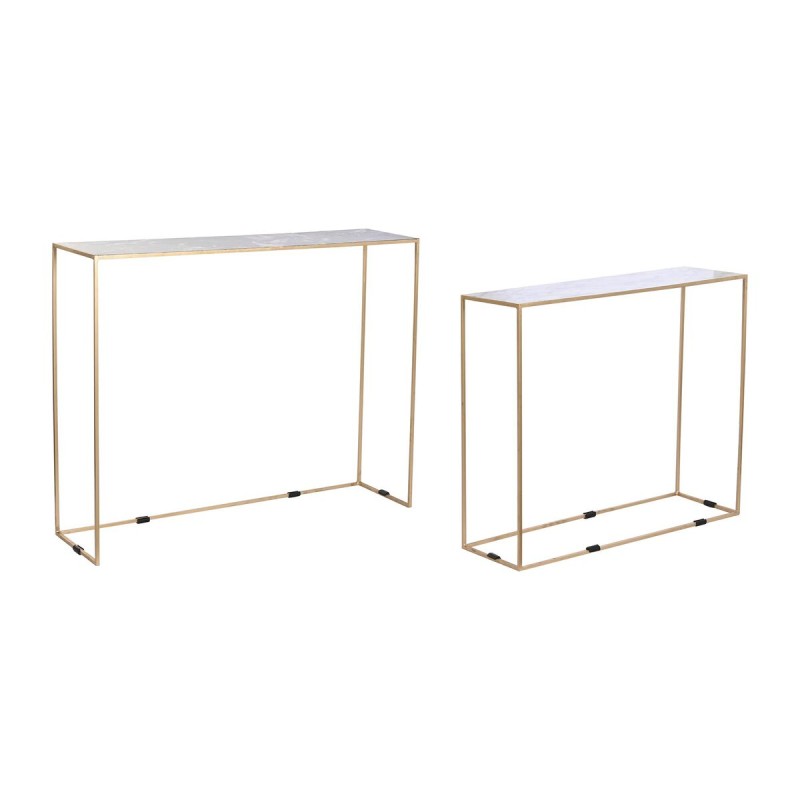 Jeu de 2 tables DKD Home Decor Blanc Noir Doré 100 x 28 x 80 cm