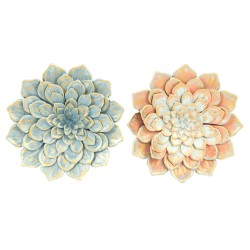 Wall Decoration DKD Home Decor 61 x 8 x 61 cm Flower Blue Orange Shabby Chic (2 Units)