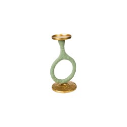 Candleholder Romimex Green Golden Aluminium 14 x 25 x 13 cm Circle