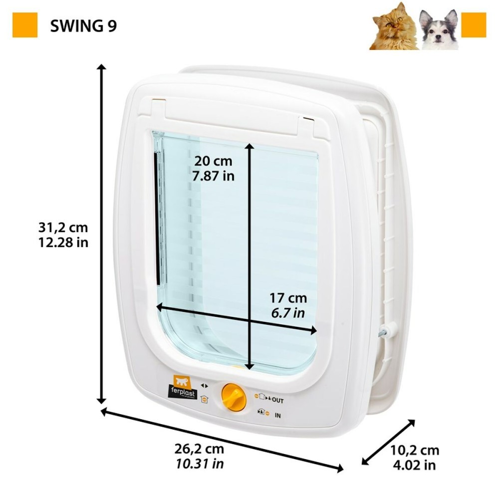 Cat Flap Ferplast Swing 9 White 26,1 x 31,2 x 14,2 cm 26,2 x 10,2 x 31,2 cm Plastic