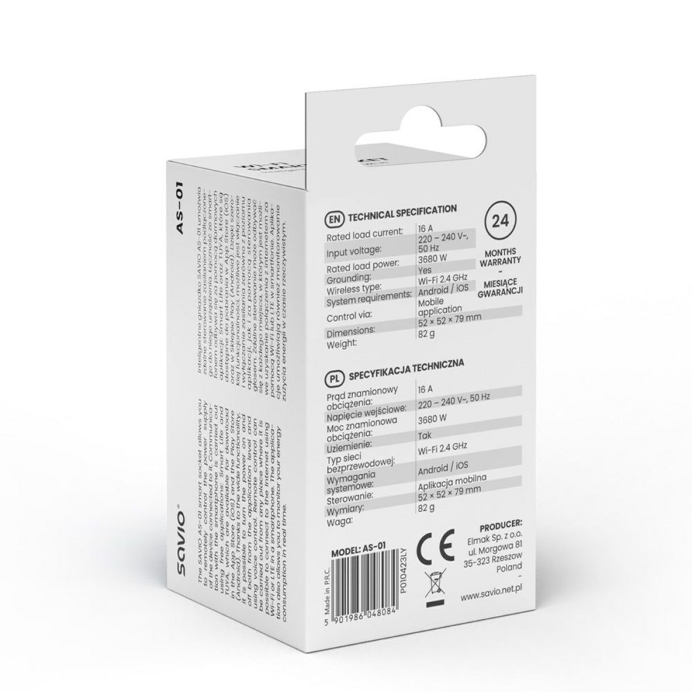 Smart Plug Savio AS-01 Wi-Fi