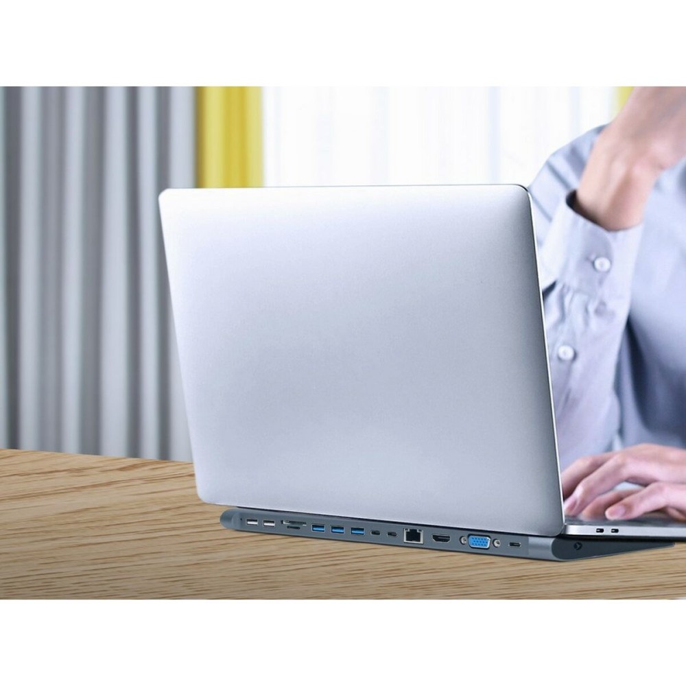 Hub USB-C GEMBIRD A-CM-COMBO9-01 Blanc Gris