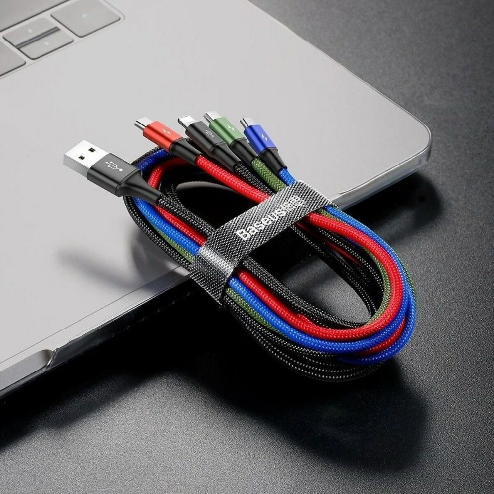 Câble USB vers Micro USB, USB-C et Lightning Baseus CA1T4-B01 Noir 1,2 m