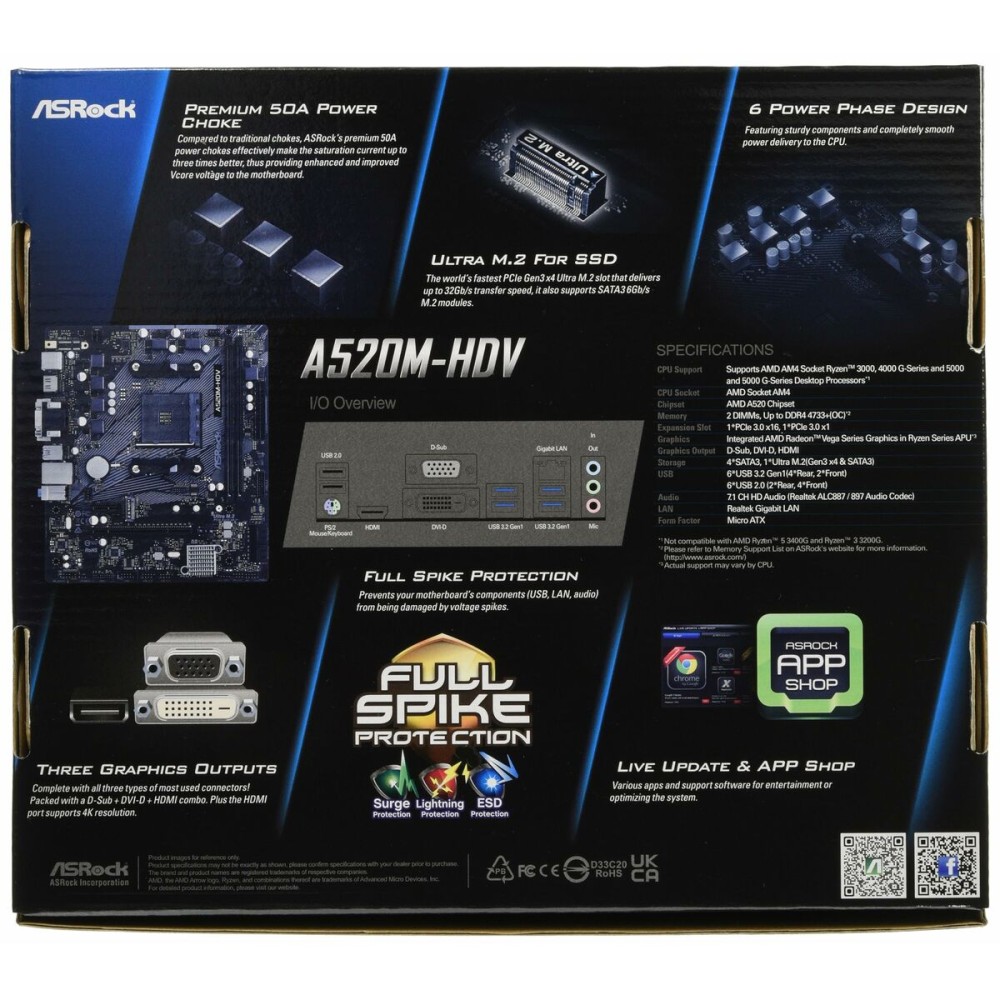 Carte Mère ASRock A520M-HDV AMD AM4