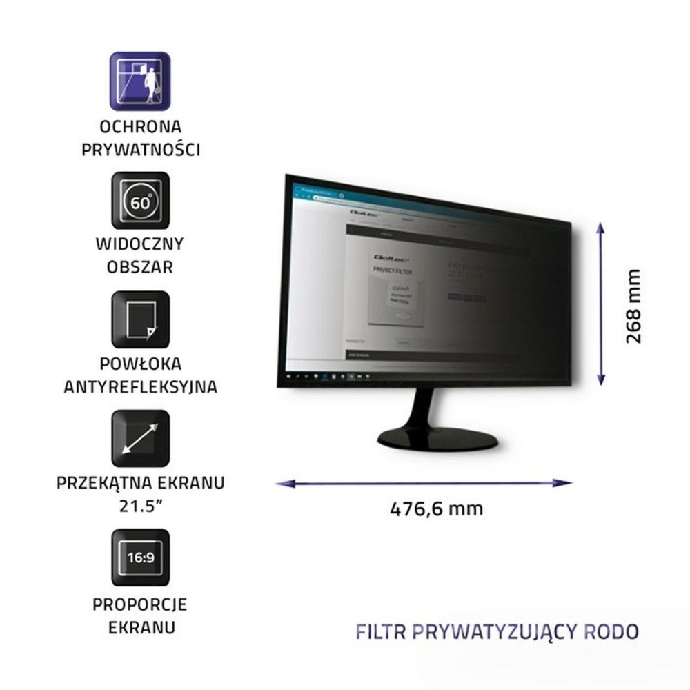 Filtre de Confidentialité pour Moniteur Qoltec 51055