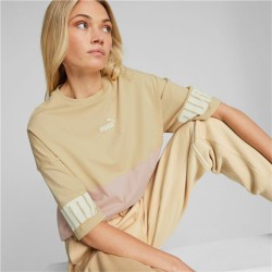 Women’s Short Sleeve T-Shirt Puma Colorblock Beige