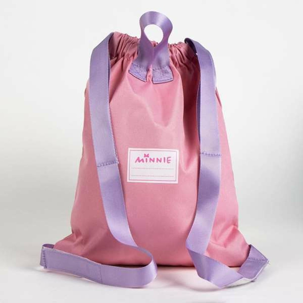 Rucksacktasche mit Bändern Minnie Mouse Rosa 27 x 33 cm