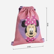 Rucksacktasche mit Bändern Minnie Mouse Rosa 27 x 33 cm