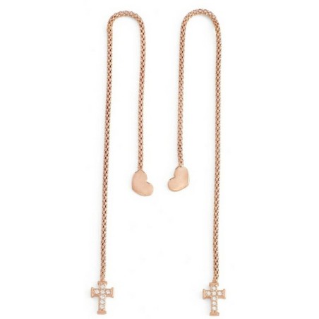 Damenohrringe Amen CUORE CROCE CRISTALLI ROSE GOLD