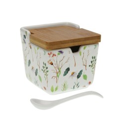 Zuckerdose Versa Sansa Blomster 8,8 x 8,5 x 8,8 cm aus Keramik