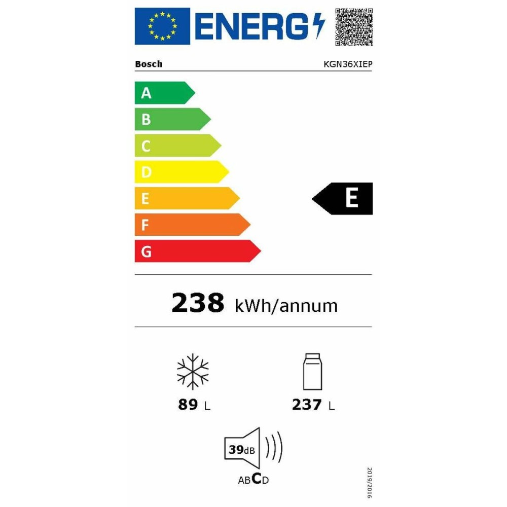 Réfrigérateur Combiné BOSCH KGN36VIEA Acier 24 L