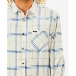 Herren Langarm-Hemd Rip Curl Checked in Flannel Franela Weiß