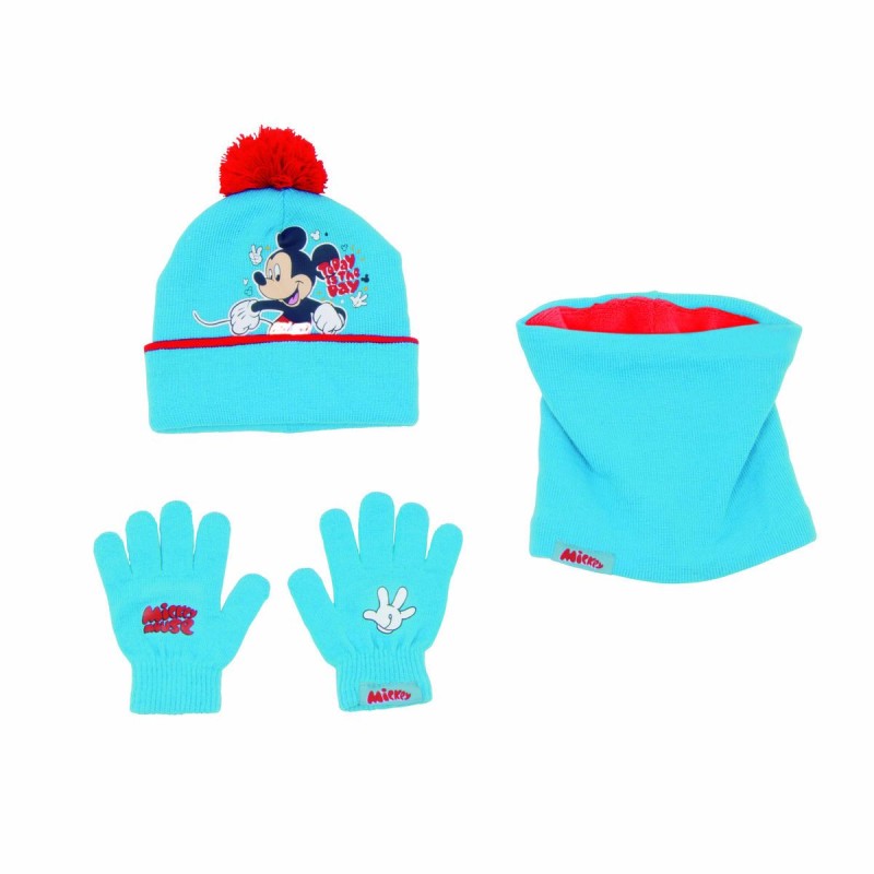 Bonnet, Gants et Echarpe Mickey Mouse Happy smiles Bleu Rouge