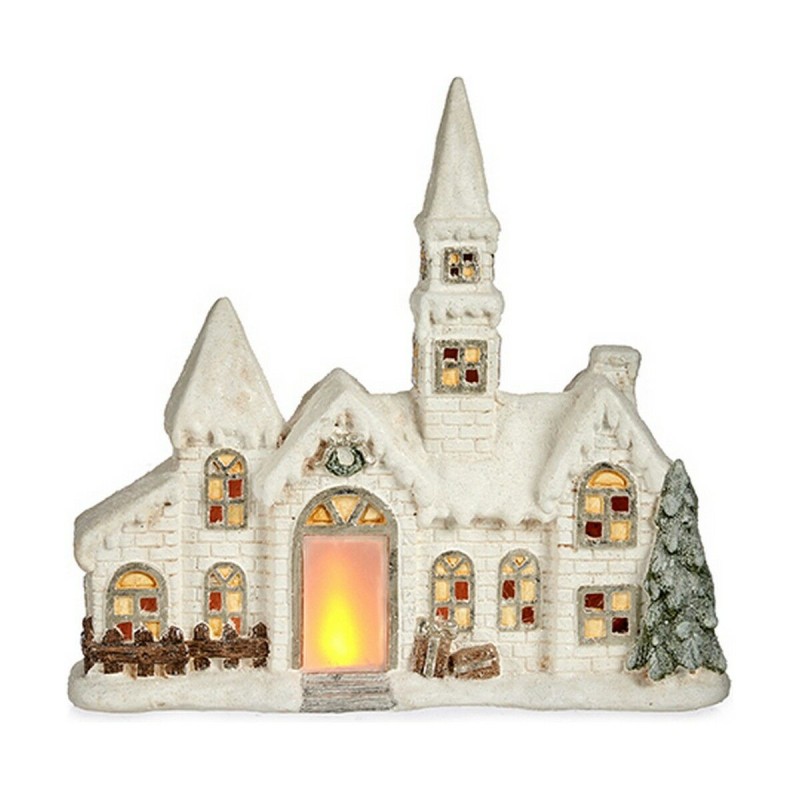 Deko-Figur Weihnachten LED Leicht Haus 11 x 47,5 x 49 cm Weiß Polyesterharz