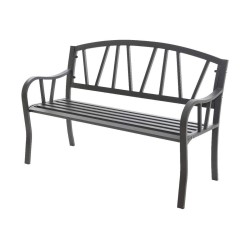 Bench with backrest Anthracite Iron (123 X 53 X 86 cm)