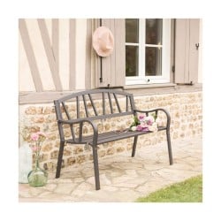 Bench with backrest Anthracite Iron (123 X 53 X 86 cm)