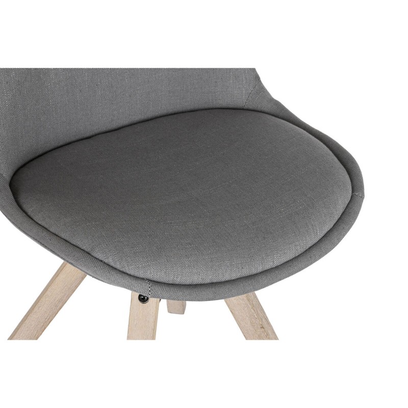 Chaise de Salle à Manger DKD Home Decor Polyester Gris foncé Chêne (48 x 44 x 84 cm)