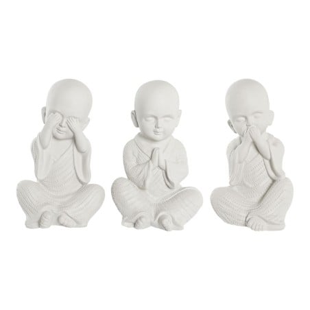 Decorative Figure DKD Home Decor 24 x 22 x 39 cm White Monk Oriental (3 Pieces)