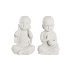 Figurine Décorative DKD Home Decor 25,5 x 19 x 39 cm Blanc Moine Oriental (2 Unités)