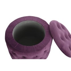 Footrest DKD Home Decor Purple Polyester Burgundy MDF Wood (70 x 70 x 42 cm)