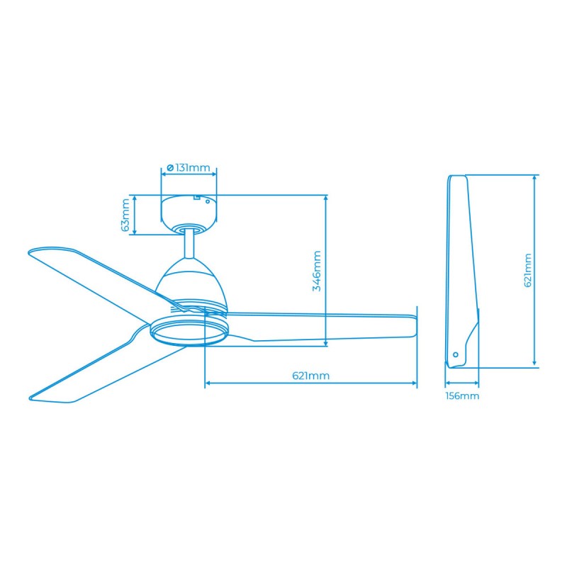 Ventilateur de Plafond EDM 33986 Java Blanc 60 W Ø 130 cm