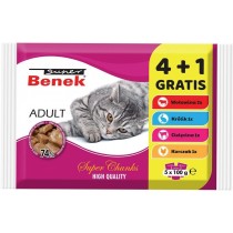 Cat food Super Benek 5 x 100 g Chicken Veal Rabbit