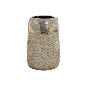 Vase Home ESPRIT Golden Bicoloured Stoneware Modern Aged finish 17 x 17 x 26 cm