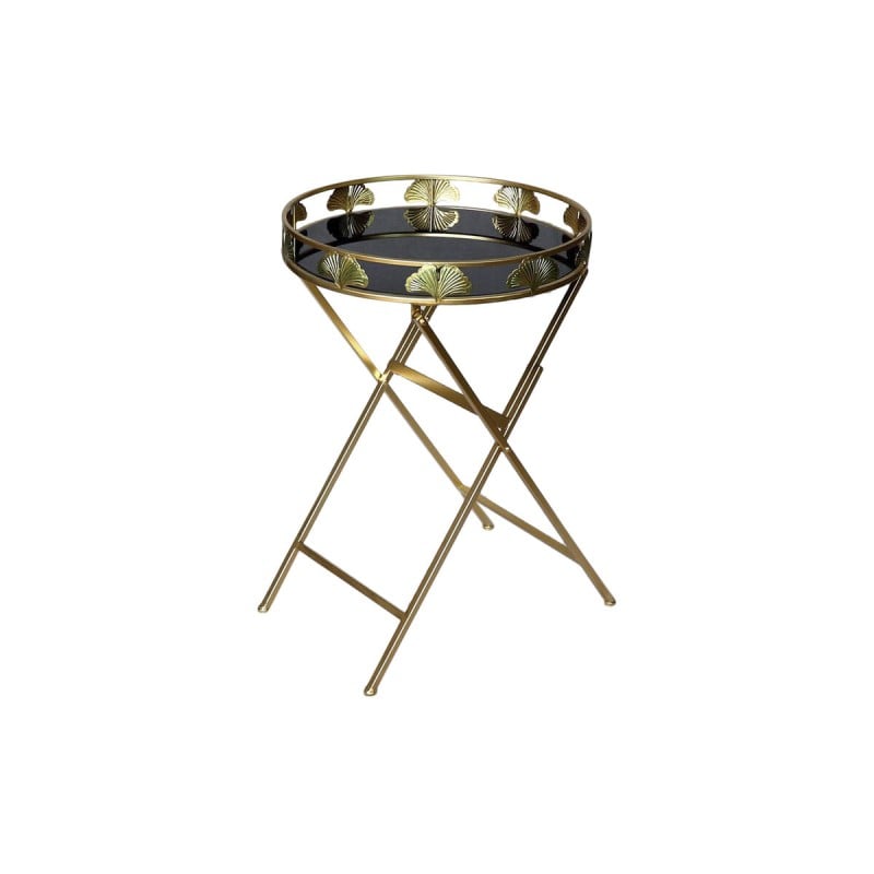 Table d'appoint DKD Home Decor 49 x 49 x 72 cm Verre Noir Doré Métal