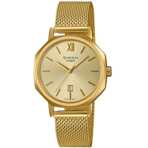 Damenuhr Casio Sheen OCTAGONAL LADY DATE - GOLD MESH (Ø 30 mm)