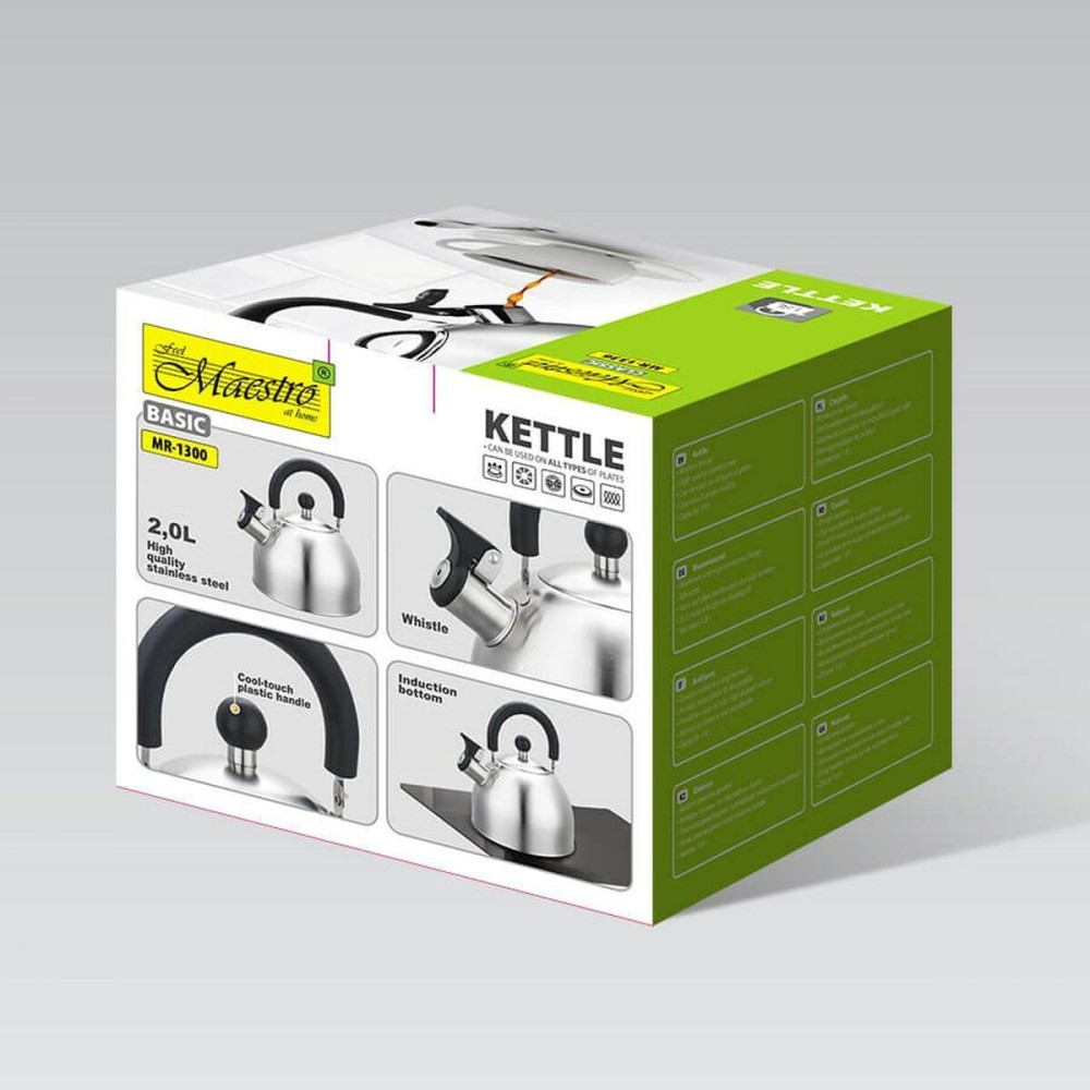 Teapot Feel Maestro MR-1300 Black Silver Stainless steel 2 L