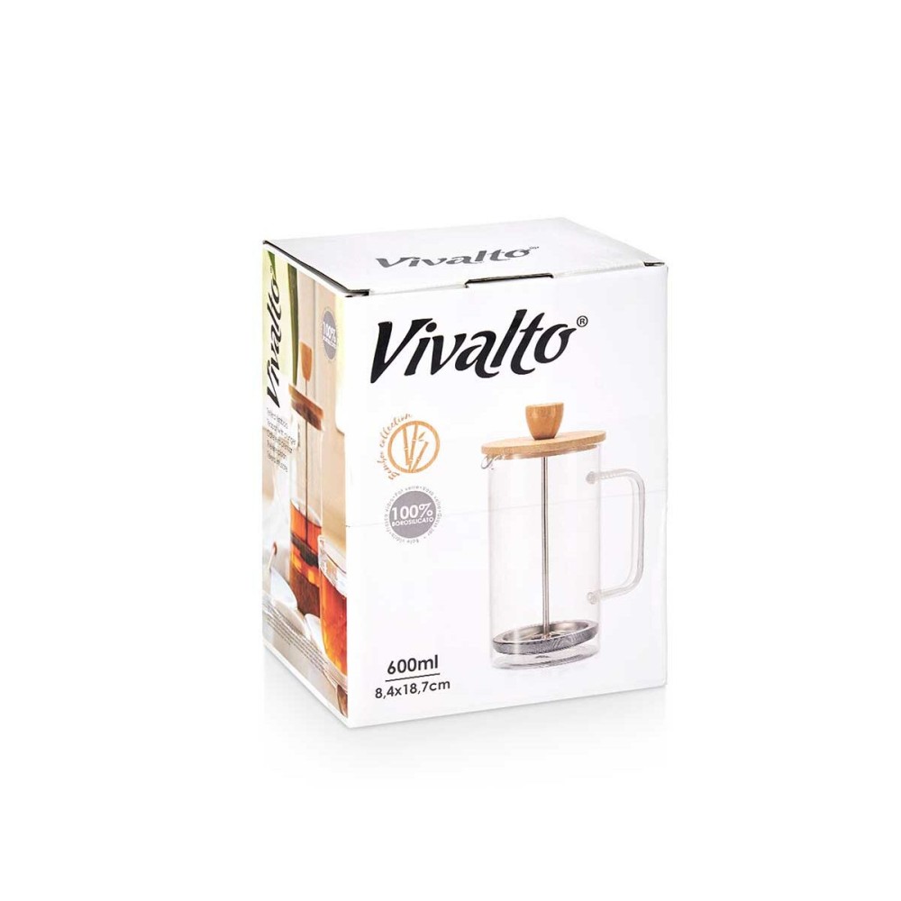 Théière Vivalto SW8132 600ML Naturel Bambou Verre Borosilicaté 600 ml