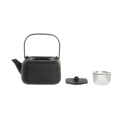 Teapot DKD Home Decor Black Stainless steel White 1,2 L (2 Units)