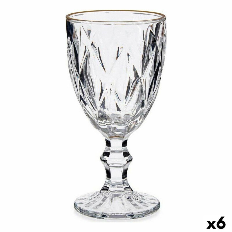 Wine glass Golden Transparent Glass 6 Units (330 ml)