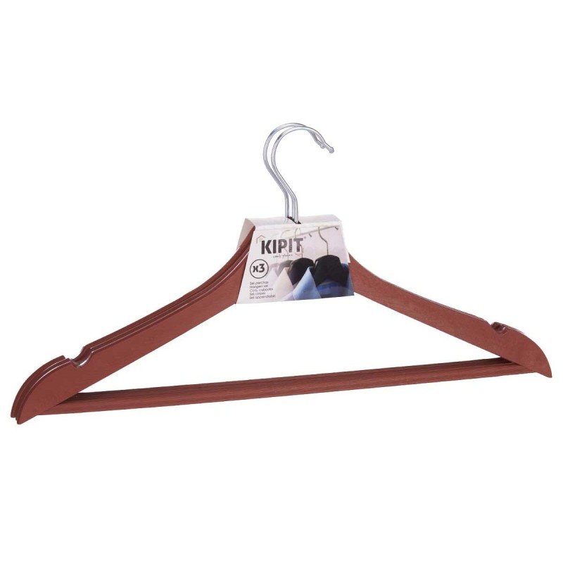 Set of Clothes Hangers Kipit 2601880-6 Brown Plastic 21,3 x 3 x 44 cm (24 Units)