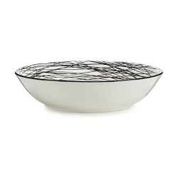 Deep Plate Stripes Porcelain Black White 6 Units (20 x 4,7 x 20 cm)