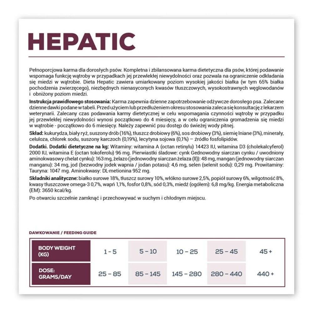 Futter VETEXPERT Hepatic Dog Fleisch 12 kg