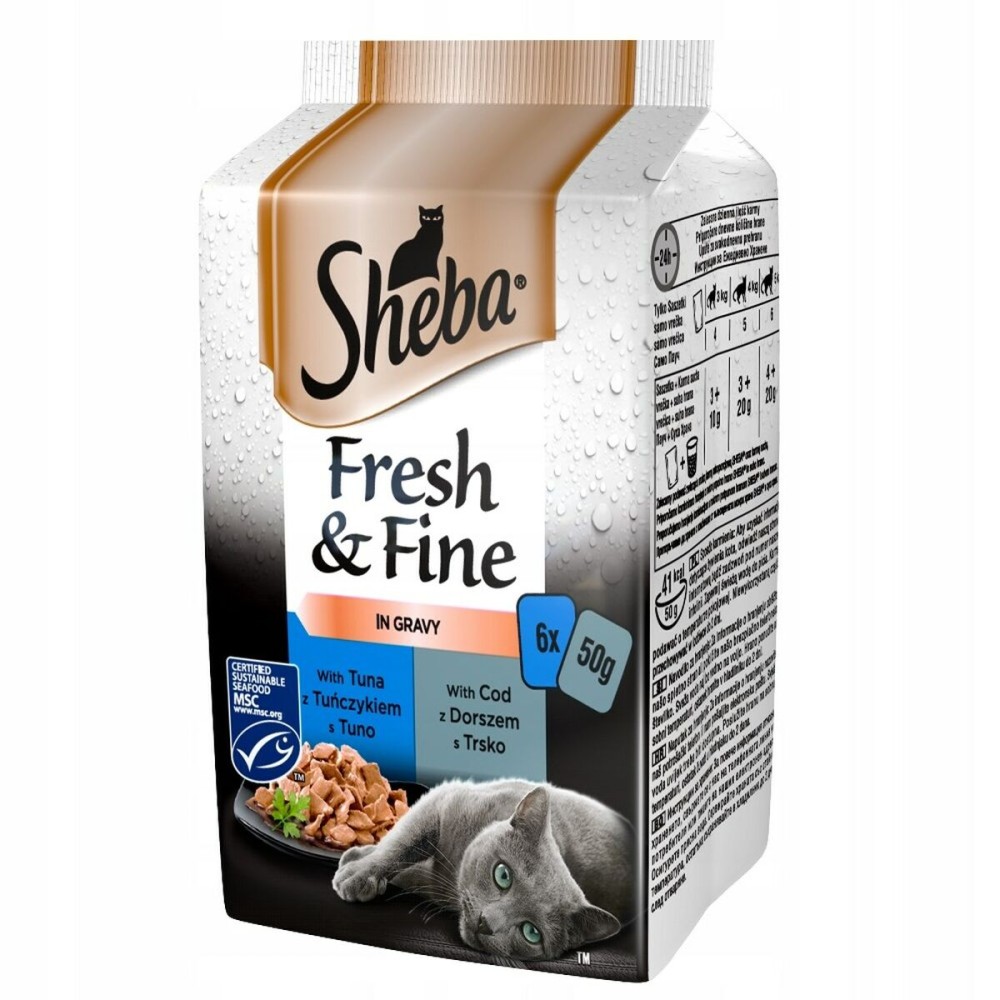 Katzenfutter Sheba Fresh Fine Tuna and cod in gravy Fisch 6 x 50 g