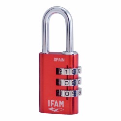 Combination padlock IFAM Combi30 Red Aluminium Chrome-plated steel (3 cm)