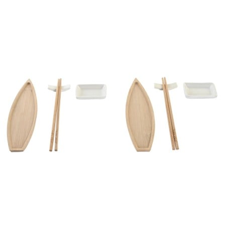 Sushi Set DKD Home Decor 8 x 5 x 2 cm Ceramic Natural White Oriental