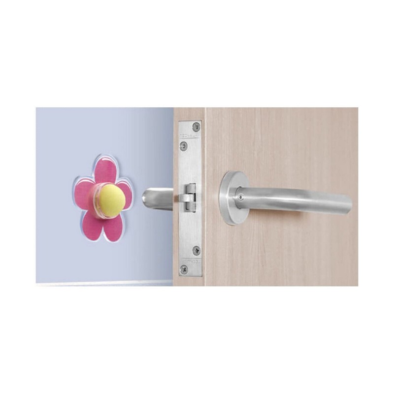 Butée Inofix Fleur Portes Adhésif Rose PVC