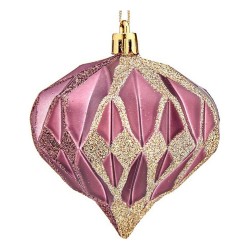 Christmas Baubles Diamond Ø 8 cm 6 Units Pink Plastic