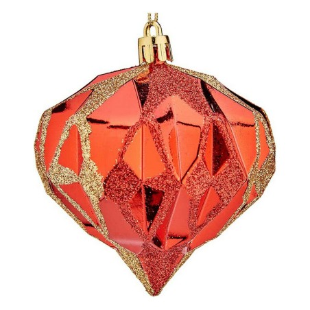 Boules de Noël Diamant Ø 8 cm 6 Unités Rouge Plastique