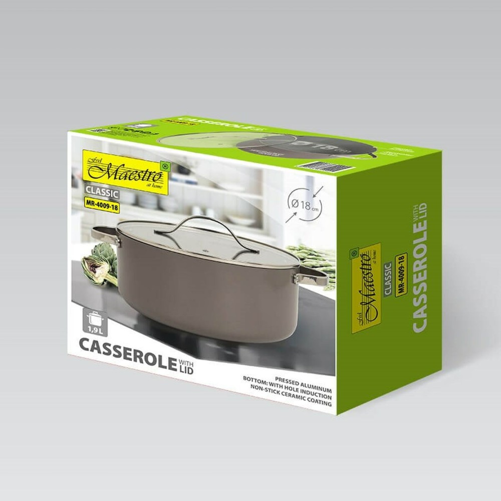 Kochtopf mit Deckel Feel Maestro MR-4009-18 Grau Metall Aluminium 18 cm 1,9 L