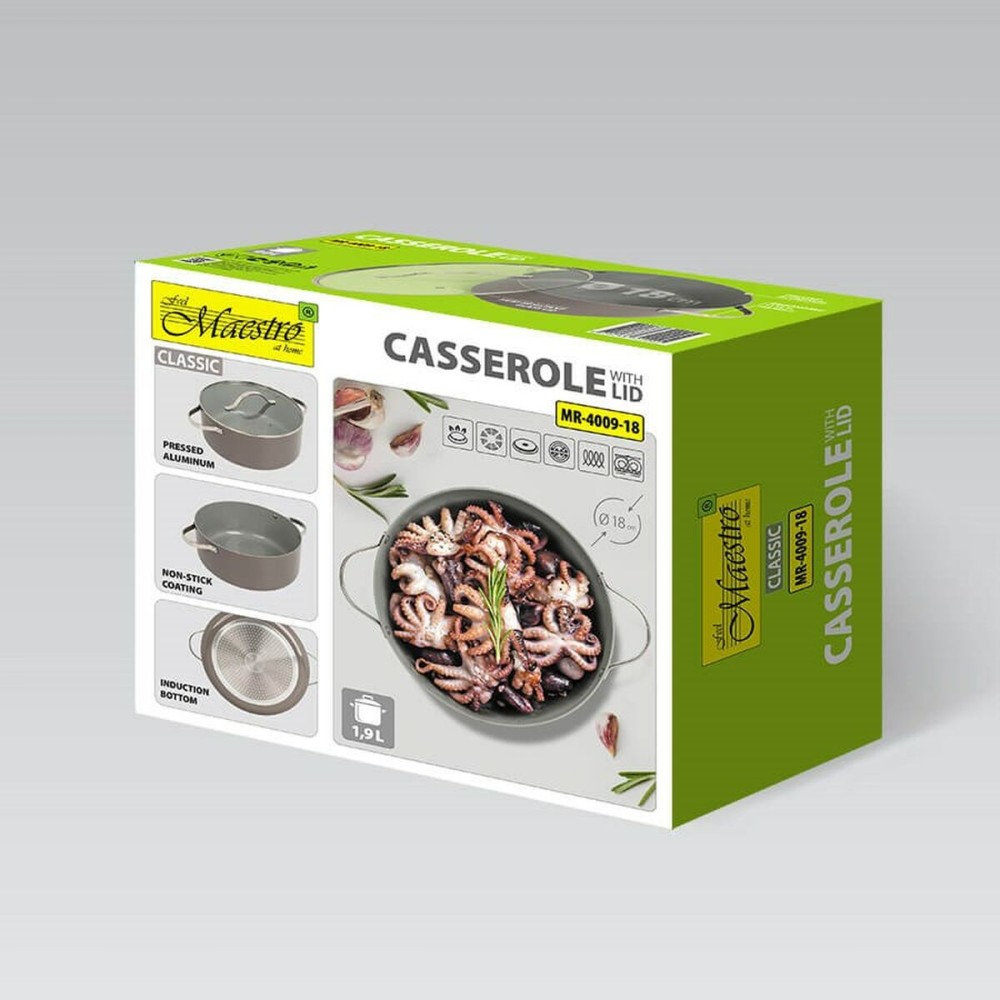 Kochtopf mit Deckel Feel Maestro MR-4009-18 Grau Metall Aluminium 18 cm 1,9 L