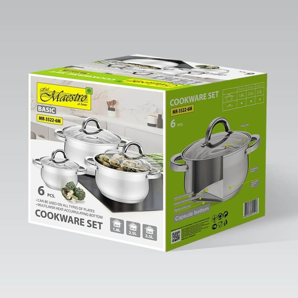 Pfanne Feel Maestro MR-3522-6M Silberfarben Stahl Edelstahl Kunststoff Ø 24 cm Ø 20 cm Ø 16 cm