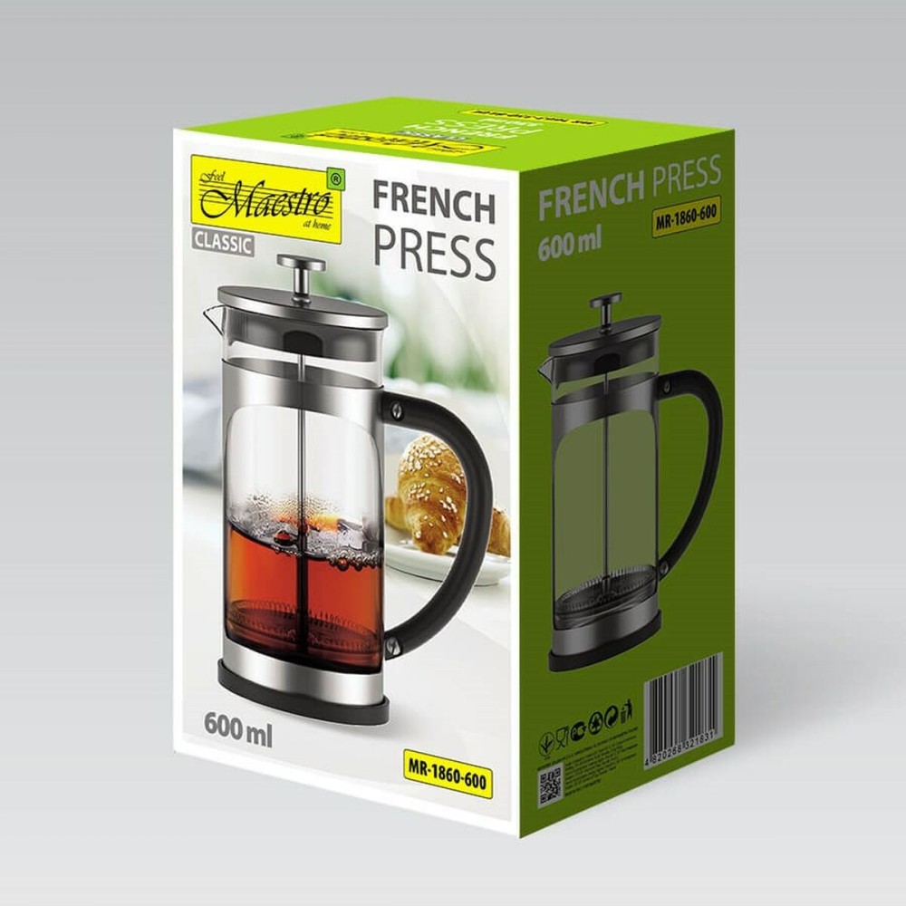 Théière Feel Maestro MR-1860-600 Noir Acier Acier inoxydable Verre Borosilicaté 600 ml