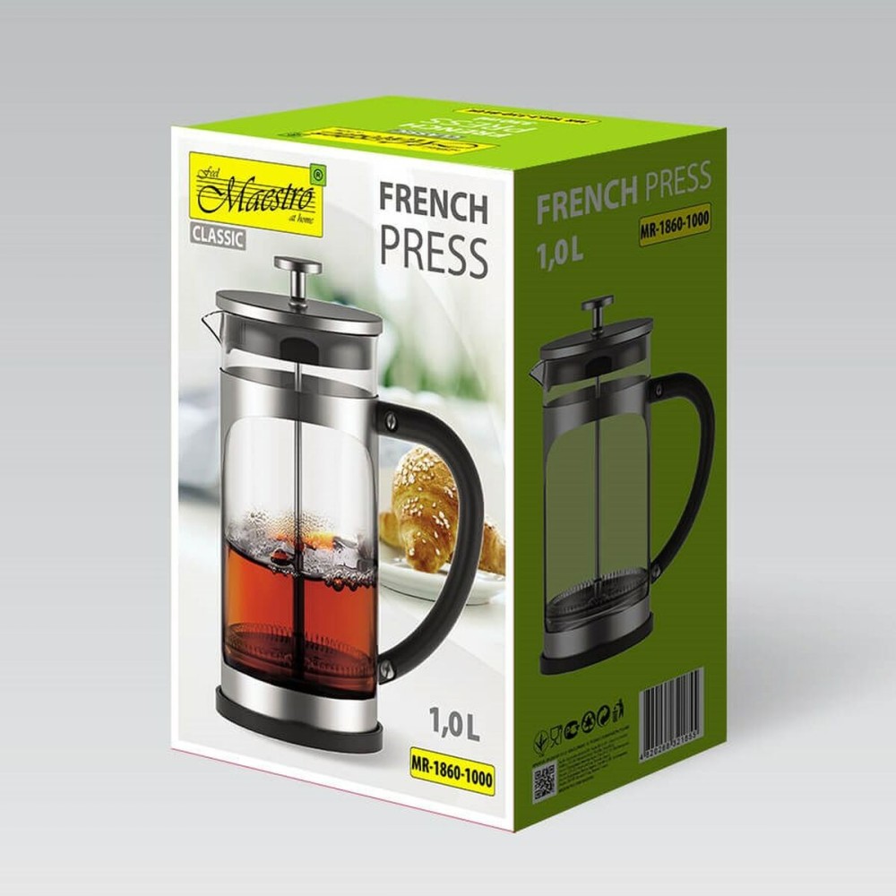 Teekanne Feel Maestro MR-1860-1000 Schwarz Stahl Edelstahl Borosilikatglas 1 L