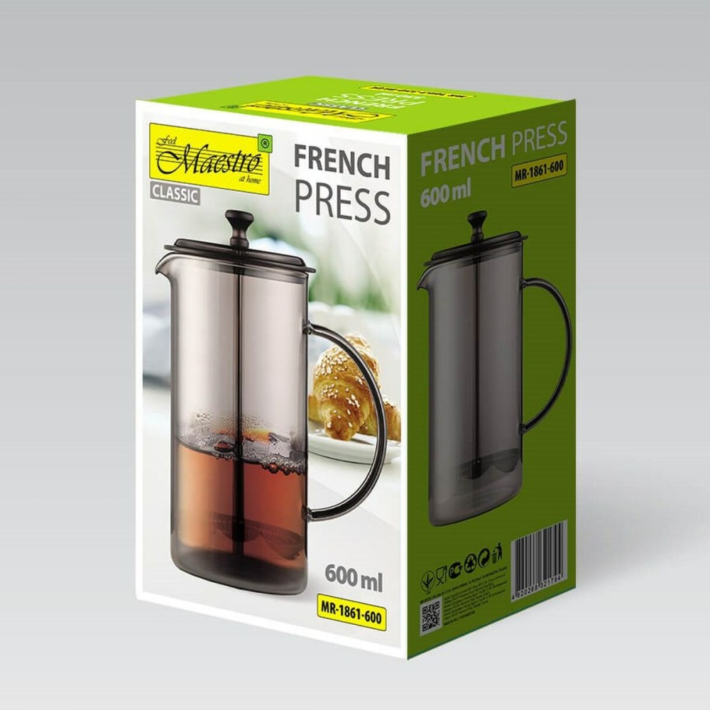 Théière Feel Maestro MR-1861-600 Noir Translucide Acier inoxydable Verre Borosilicaté 600 ml