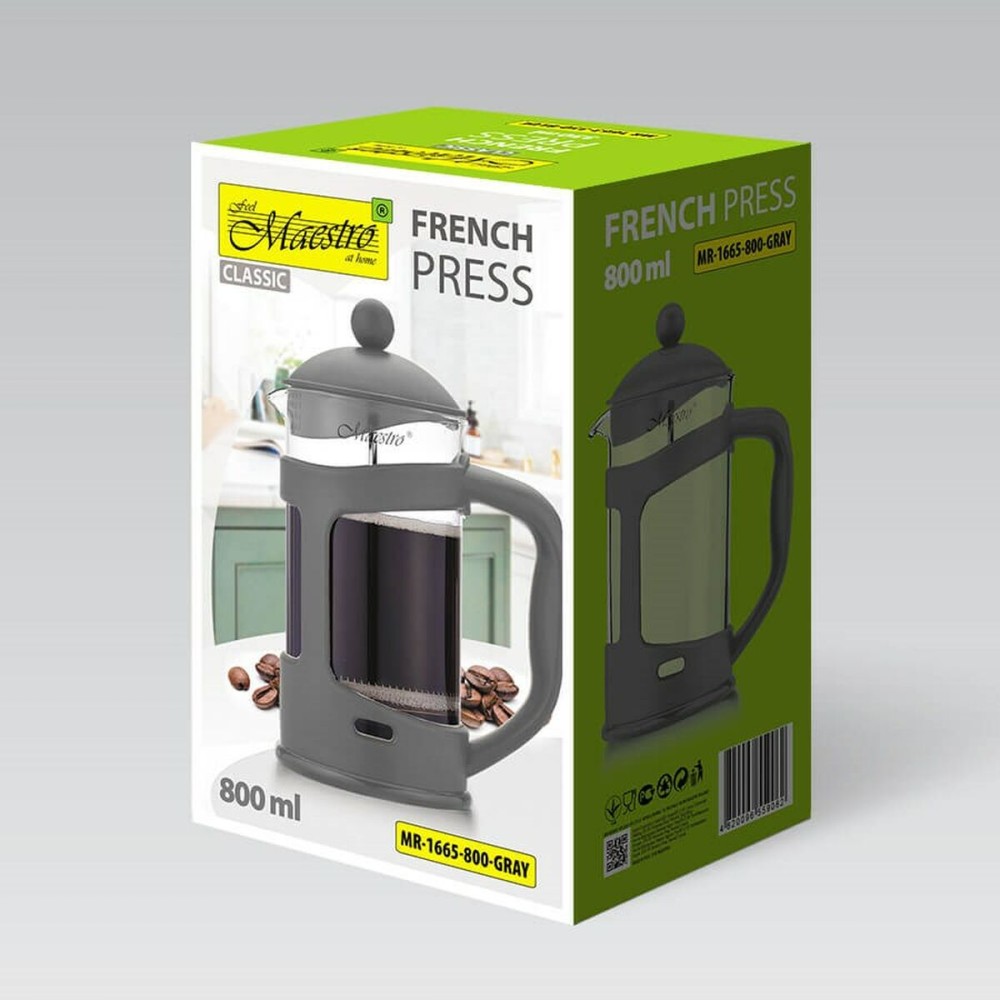 Teekanne Feel Maestro MR-1665-800 Grau Edelstahl Borosilikatglas 800 ml